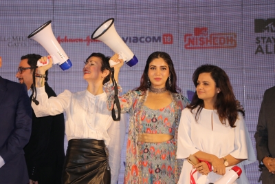 Mumbai: Actress Bhumi Pednekar and MTV Staying Alive Foundation Executive Director Georgia Arnold at the launch of fictional series 