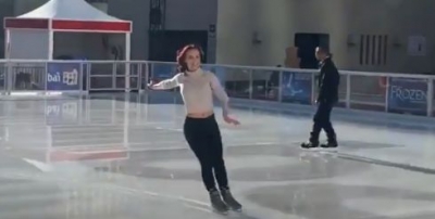 Actress Elli AvrRam shared a video of herself dancing on ice and said that a movie can be made on figure skating in India. Elli on Wednesday took to Twitter to share a video of herself dancing on ice.