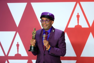 LOS ANGELES, Feb. 25, 2019 (Xinhua) -- Spike Lee, winner of the Best Adapted Screenplay award for 