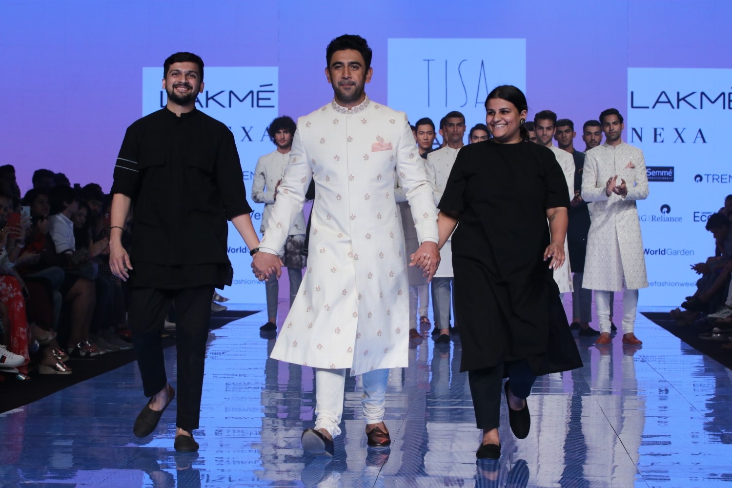 Mumbai: Actor Amit Sadh showcases the creation of Tisa Studio at the Lakme Fashion Week Summer/Resort 2020 grand finale, in Mumbai on Feb 16, 2020. (Photo: IANS)
