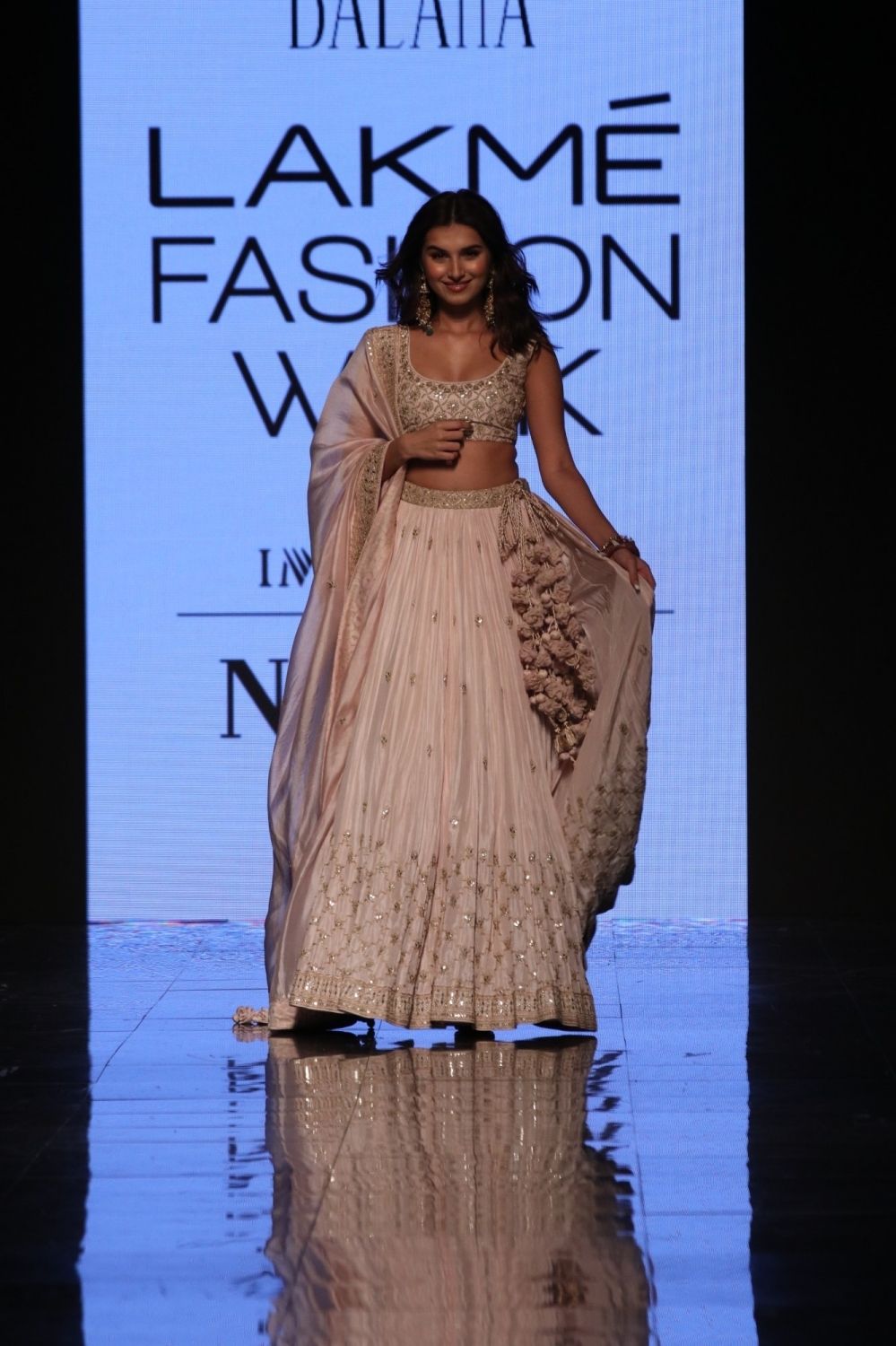 Mumbai: Actress and showstopper Tara Sutaria walks the ramp for fashion designer Punit Balana on Day 5 of the Lakme Fashion Week Summer/Resort 2020, in Mumbai on Feb 15, 2020. (Photo: IANS)