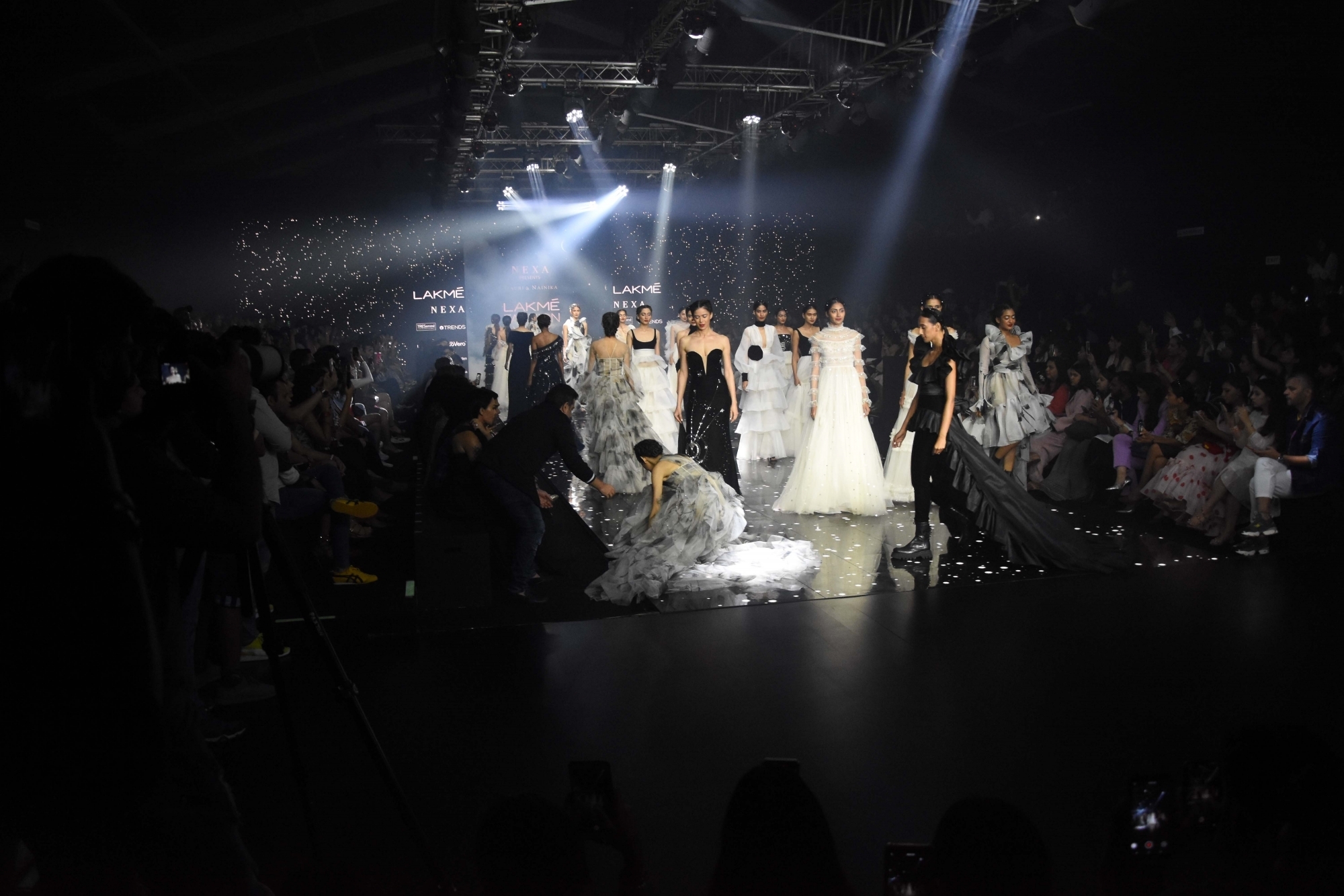 Mumbai: Actress Nora Fatehi showcases the creation of Fashion designer Gaurangi & Nainika at the Lakme Fashion Week Summer/Resort 2020, in Mumbai on Feb 14, 2020. (Photo: IANS)