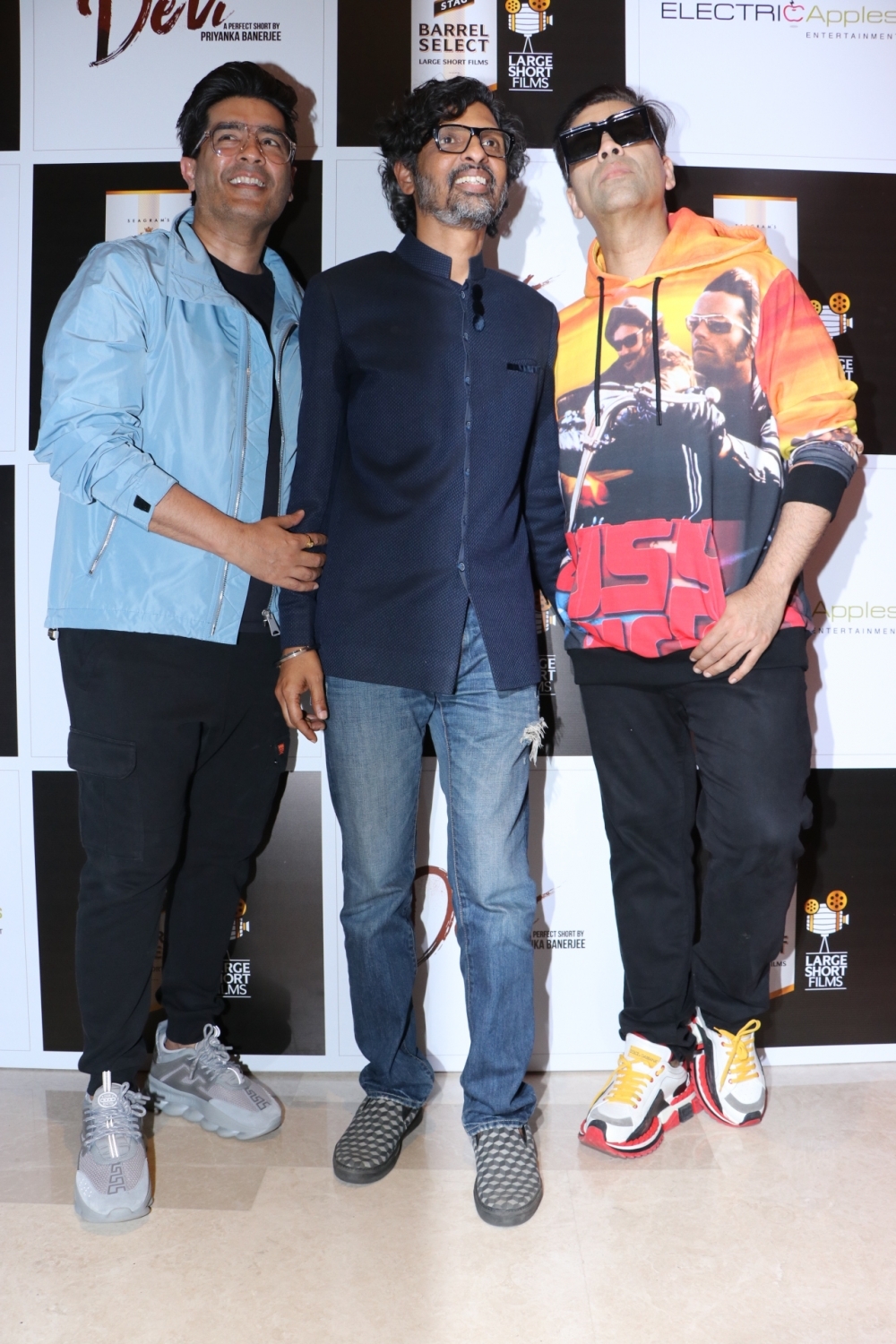 Mumbai: Fashion designer Manish Malhotra and filmmaker Karan Johar at the screening of the upcoming short film "Devi" in Mumbai on March 2, 2020. (Photo: IANS)