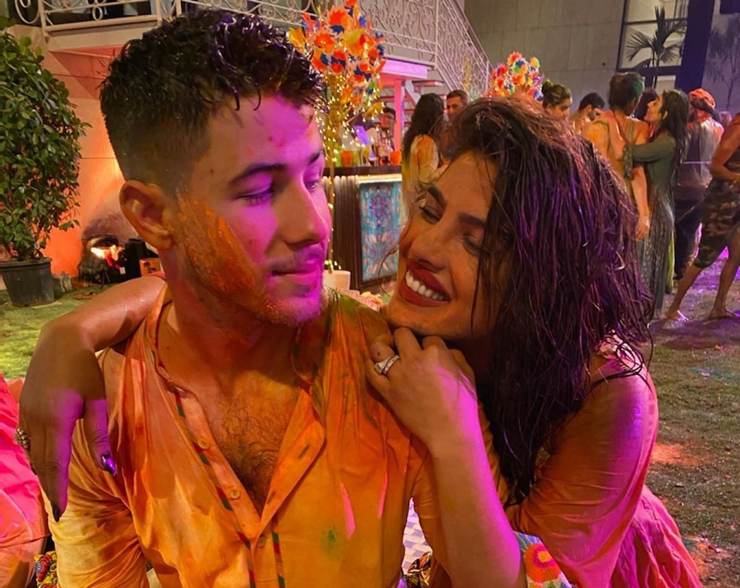 American singer Nick Jonas celebrated his first Holi with his wife Priyanka Chopra and her famous friends, including Bollywood actress Katrina Kaif, five days early, "in his second home" India.