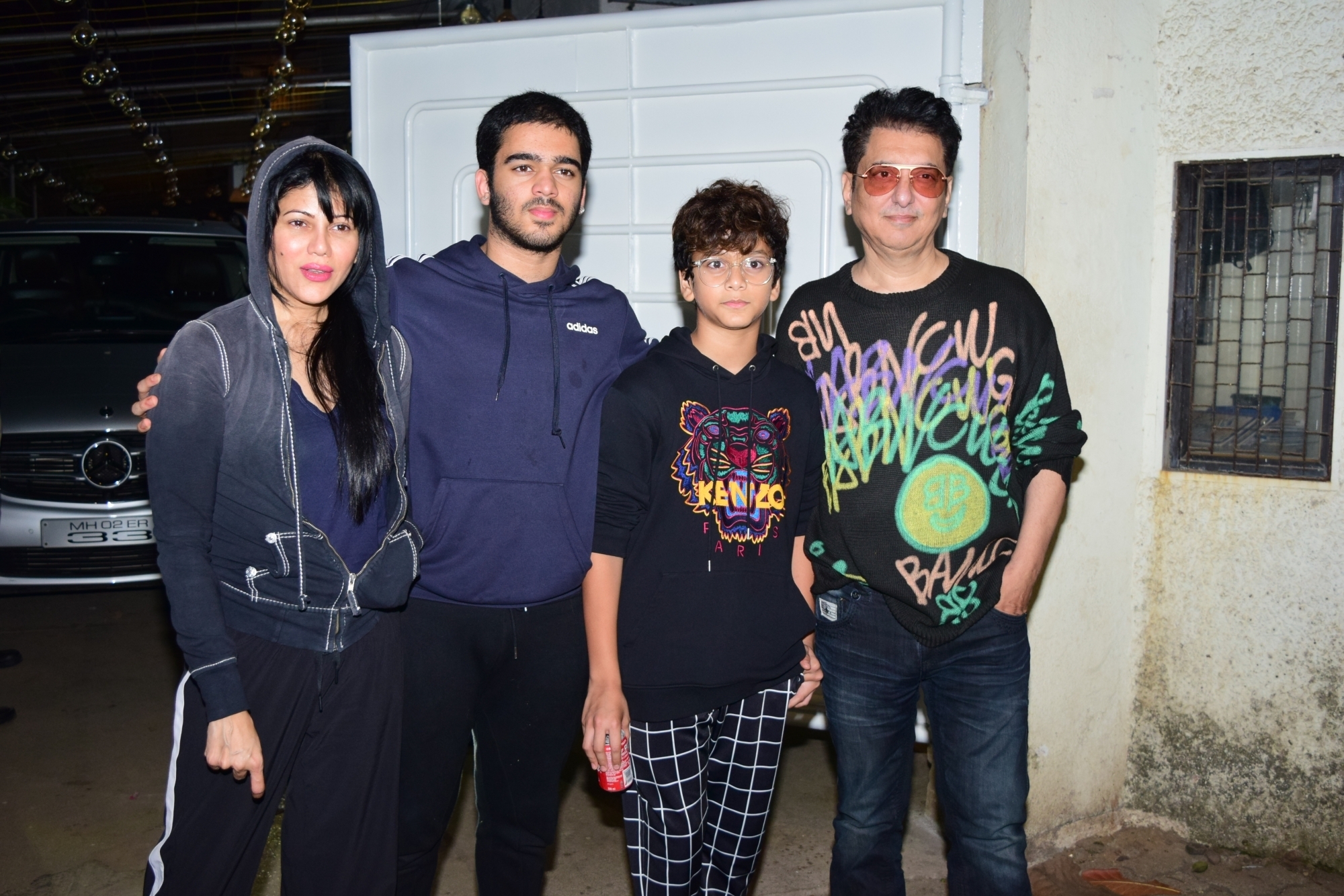 Mumbai: Producer Sajid Nadiadwala along with his wife Wardha Khan, sons Sufyan Nadiadwala and Subhan Nadiadwala at the screening of film "Baaghi 3" at Sunny Sound, Juhu in Mumbai on March 4, 2020. (Photo: IANS)