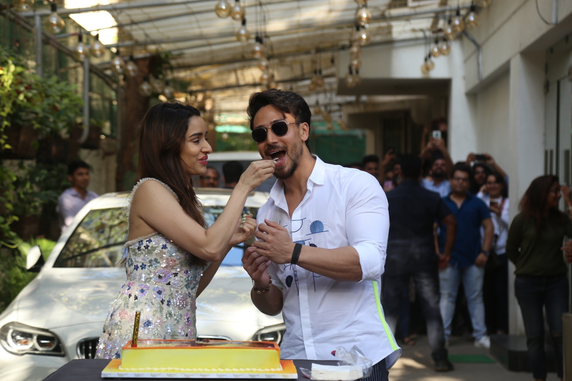 Mumbai: Actress Shraddha Kapoor accompanied by her "Baaghi 3" co-star Tiger Shroff, cuts her birthday cake during the promotions of their upcoming film in Mumbai on March 3, 2020. (Photo: IANS)