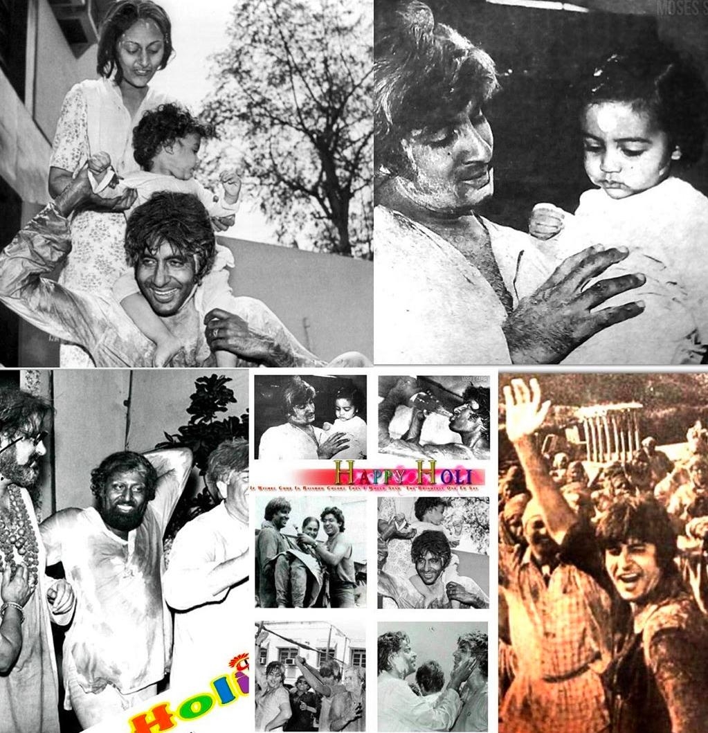Bollywood veteran Amitabh Bachchan turned nostalgic on Holi. The Bollywood actor took to Instagram to share throwback black and white photographs of his Holi celebrations over the years.