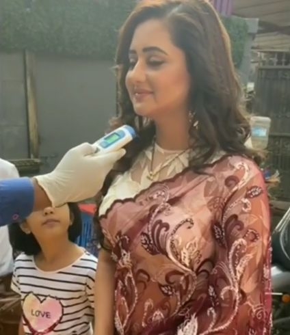 Rashami Desai is doing her best to create awareness about coronavirus among fans. After giving advice to her followers on how to stay protected amid the ongoing situation, a video doing the rounds on the Internet shows the "Uttaran" fame actress getting her temperature checked before entering the set of her new show "Naagin 4".