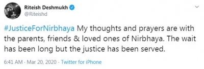 Riteish Deshmukh tweeted: 