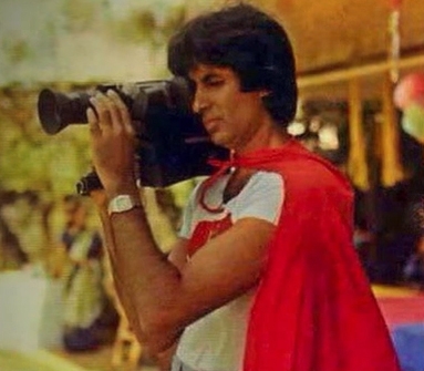 Megastar Amitabh Bachchan shared a throwback photograph of himself from his son Abhishek Bachchan's themed birthday party. In the photograph, Amitabh can be seen dressed as superman and holding a video camera.
