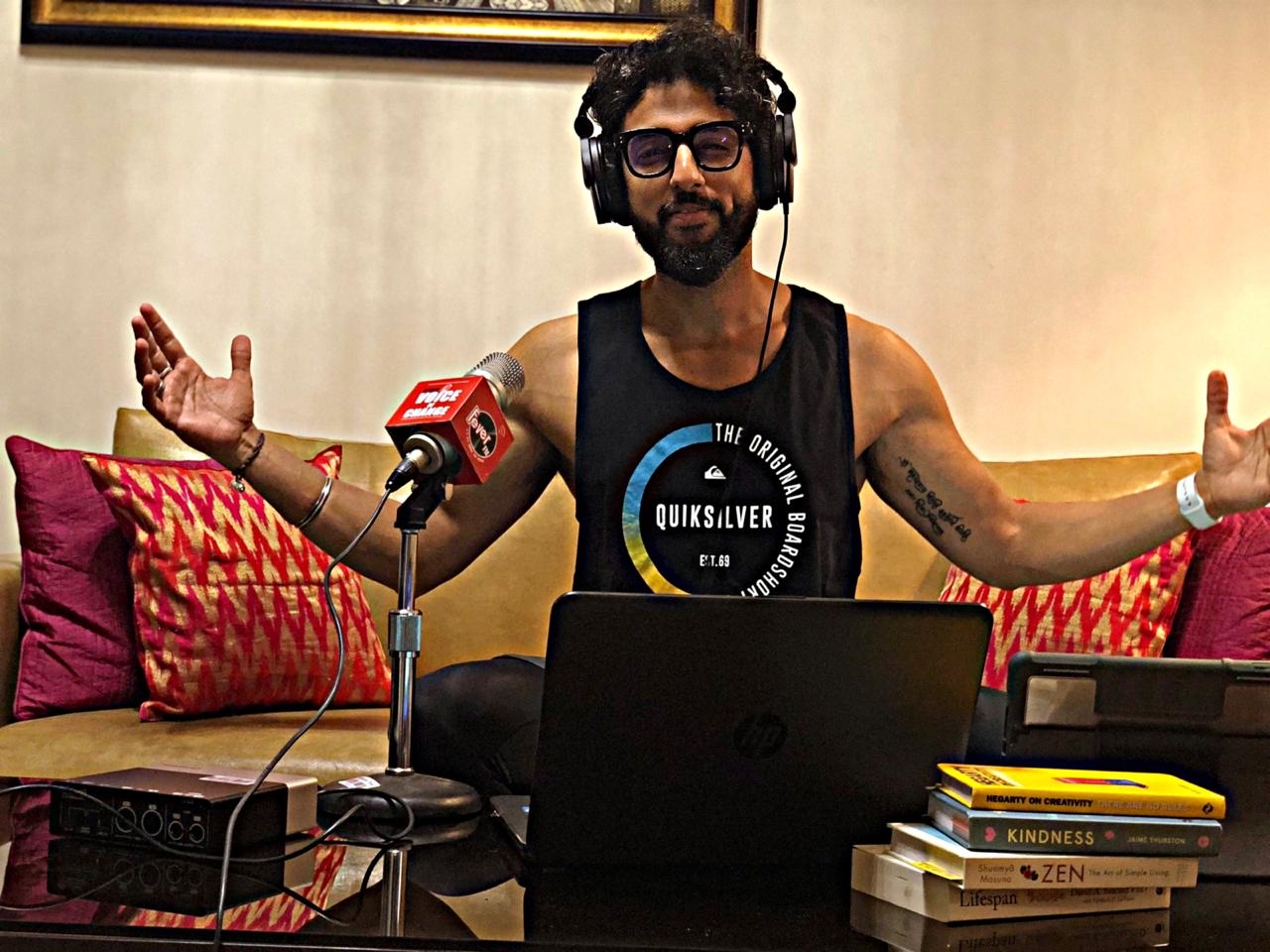 Love guru RJ Rahul Makin working through a laptop and a remote access that has been given to him. As the entire nation works from home in the time of COVID-19 pandemic, the radio jockeys too are staying in but keeping their job of entertaining their listeners first and working round the clock for content.