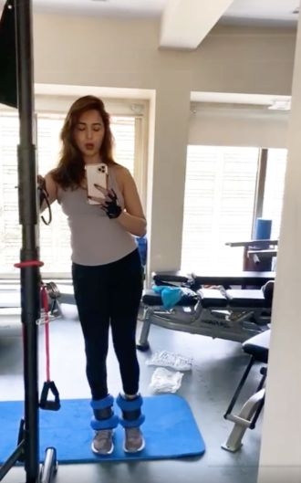 Madhuri urges people to workout at home amid COVID-19.