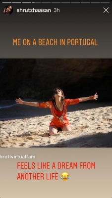 Shruti Haasan shares throwback pic from beach: Feels like a dream.