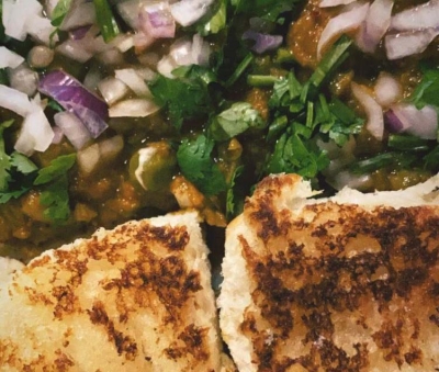 Trisha gorges on homemade pav bhaji.