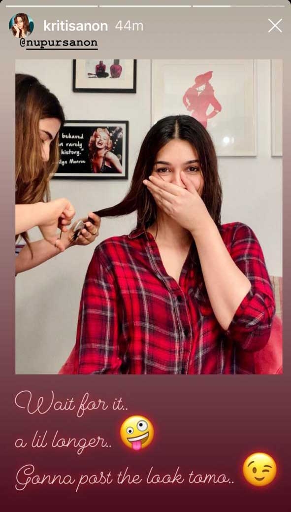 Kriti Sanon gets 'quarantine' haircut from sister Nupur.