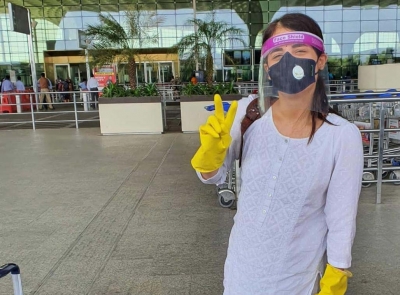 Radhika Madan flies to Delhi as domestic flights resume.