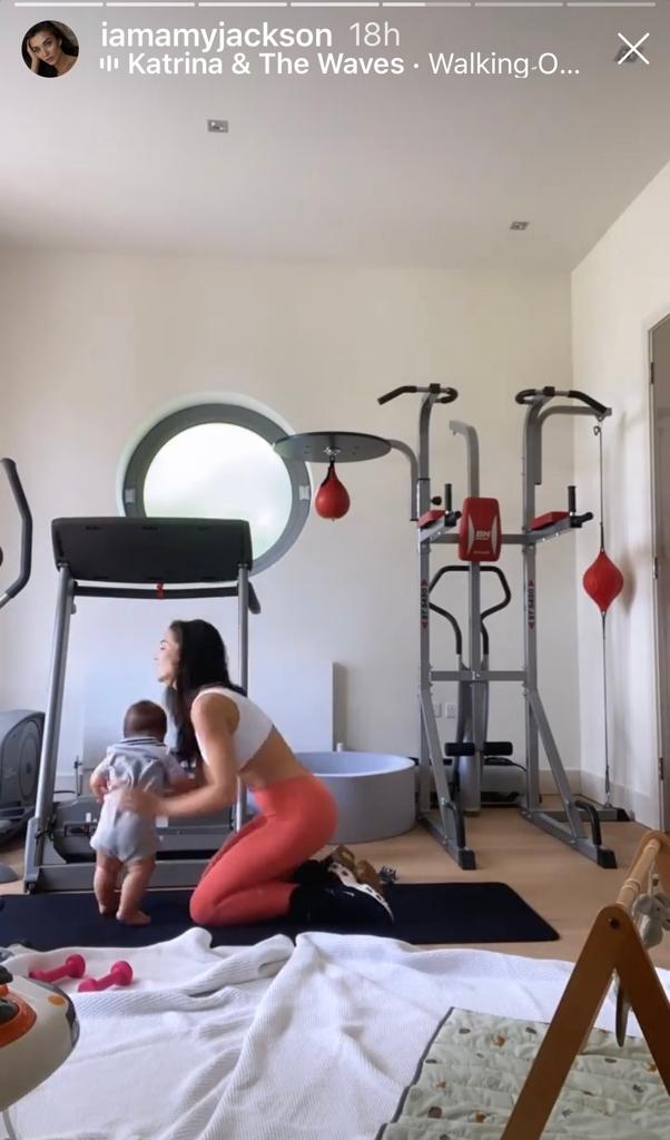 Amy Jackson exercises with her son Andreas in new post.