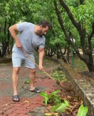 Salman Khan cleans up his Panvel farmhouse to mark Environment Day.