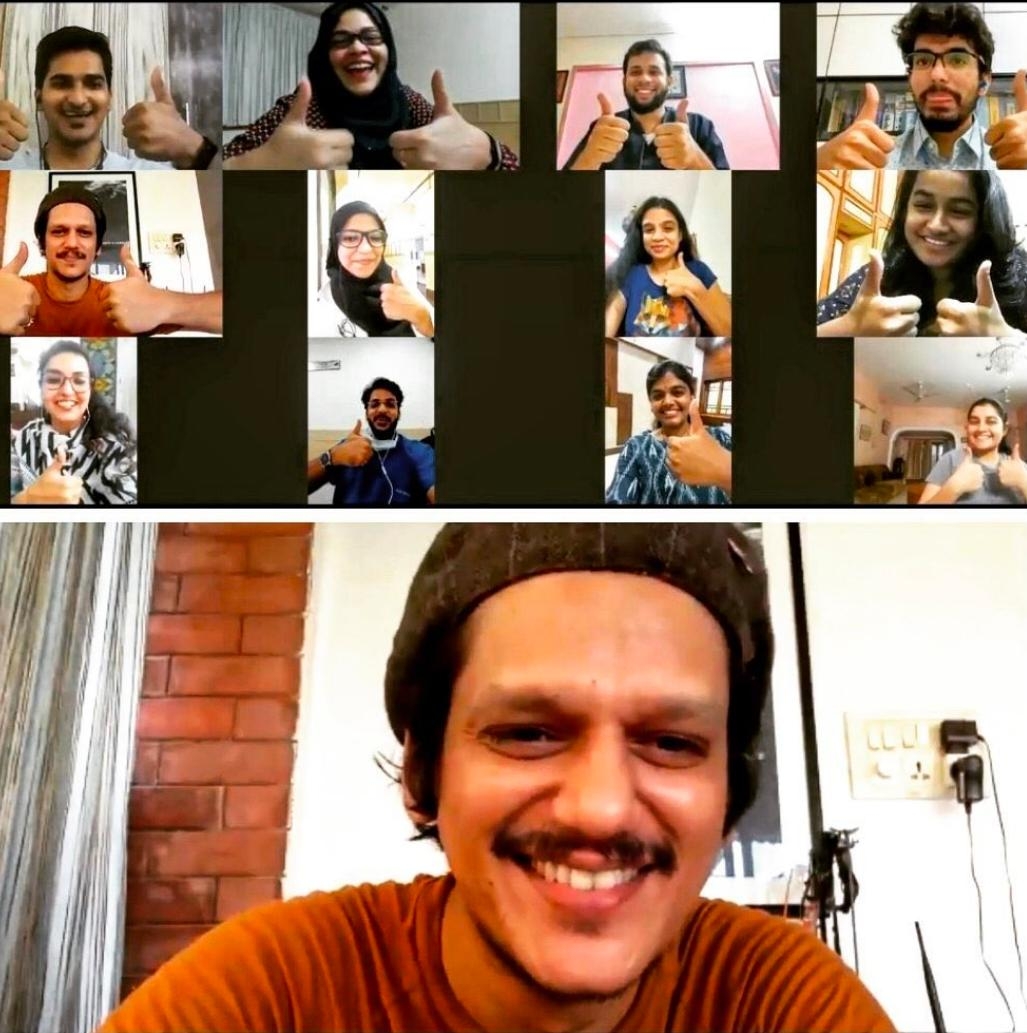 Vijay Varma encourages young Hyderabad doctors via video call.