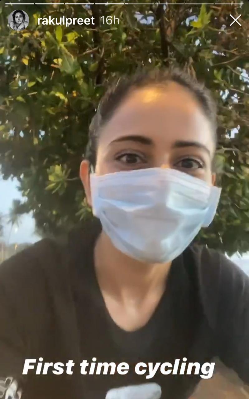 Rakul Preet goes cycling.