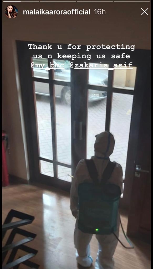 Malaika shares glimpse of her building being sanitised.