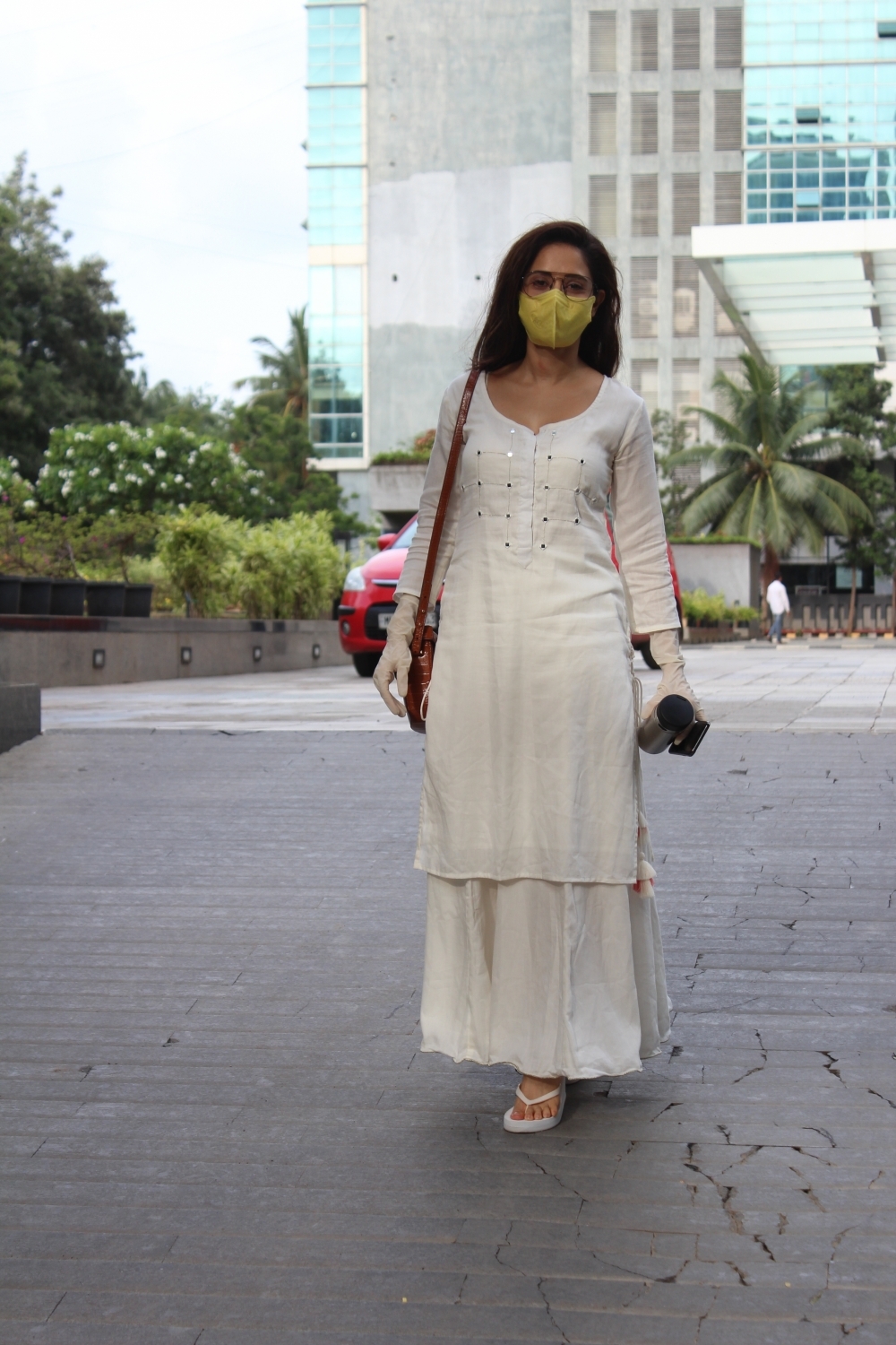 Mumbai: Actress Nushrat Bharucha seen at a dubbing studio in Mumbai's Andheri on June 26, 2020. (Photo: IANS)
