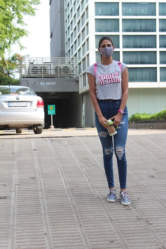 Mumbai: Actress Aahana Kumra seen at a dubbing studio in Mumbai's Andheri on July 10, 2020. (Photo: IANS)