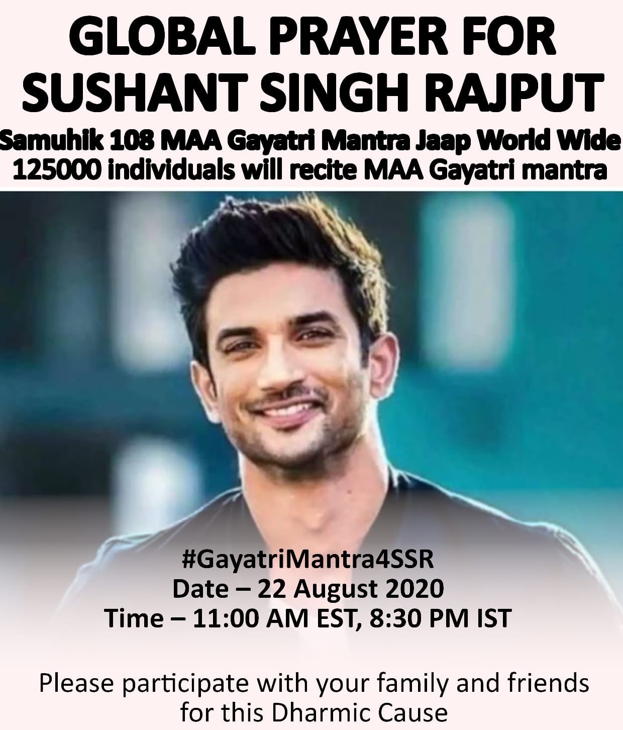 Sushant's family to hold global prayer meet on Saturday.