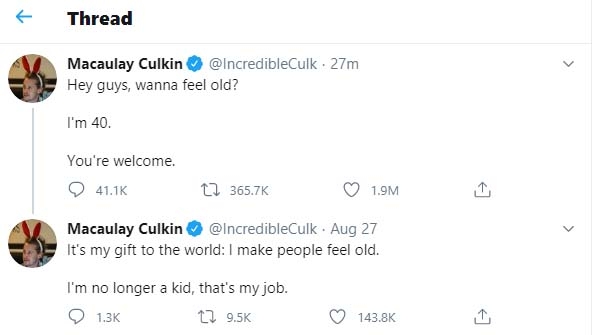 Macaulay Culkin makes fans 'feel old' on his 40th birthday.