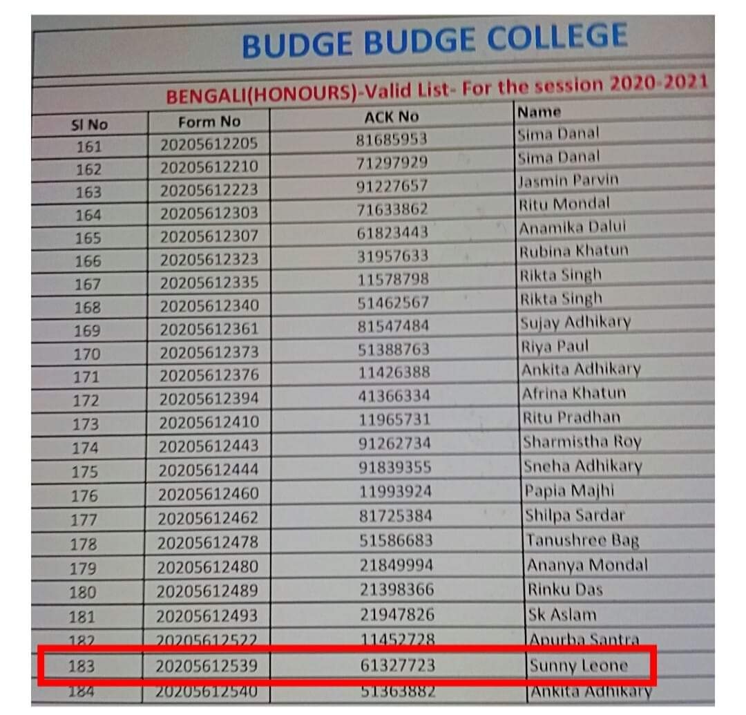 Now, Sunny Leone 'qualifies' for English and Bengali Hons in a Bengal college.