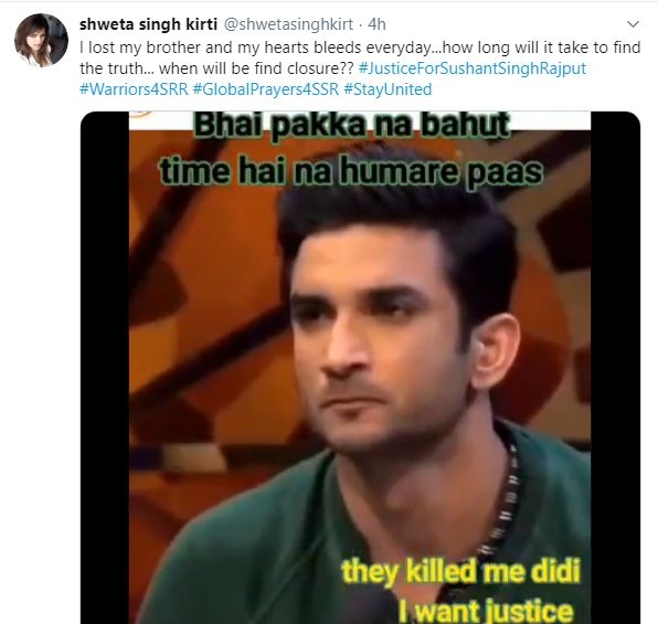 Sushant Singh Rajput's sister: How long will it take to find the truth.