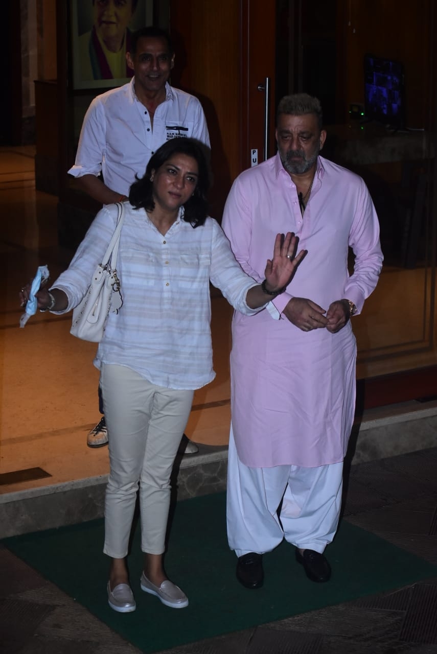 Mumbai: Actor Sanjay Dutt and his sister Priya Dutt seen outside their Bandra home in Mumbai on Oct 21, 2020. (Photo: IANS)