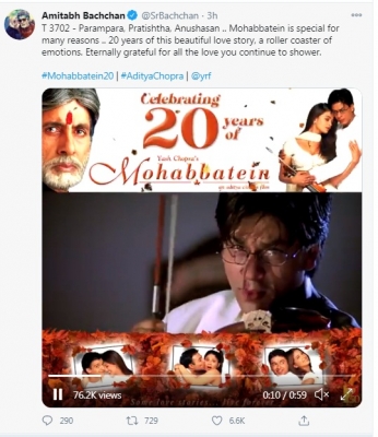 Big B looks back as Mohabbatein turns 20.