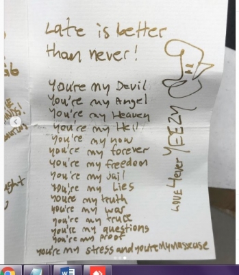 When Kanye WestÃƒÂƒÃ‚Â¢ÃƒÂ‚Ã‚Â€ÃƒÂ‚Ã‚Â™s birthday card to Kim Kardashian inspired his music