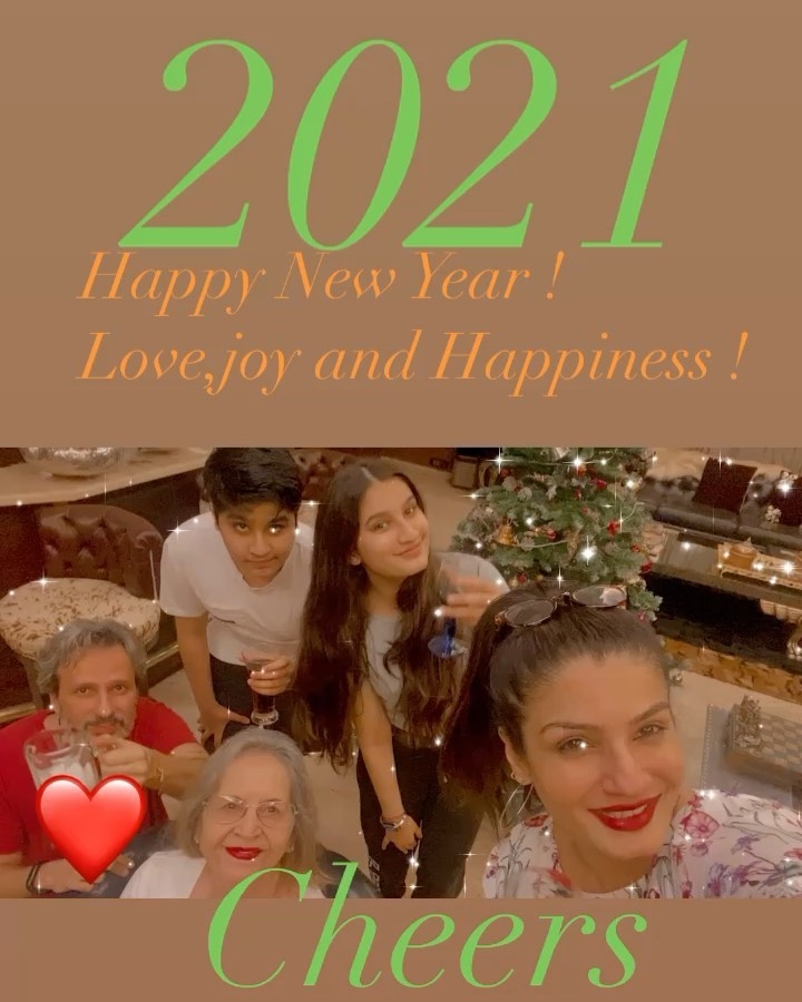 Raveena Tandon raises toast to 2021 with non alcoholic juice (Photo Credit: Instagram)