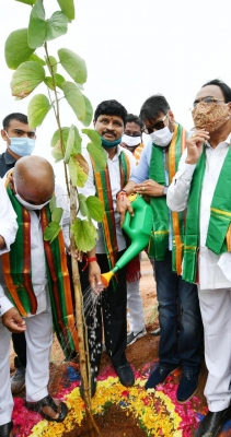 Ajay Devgan takes part in plantation programme in Hyderabad