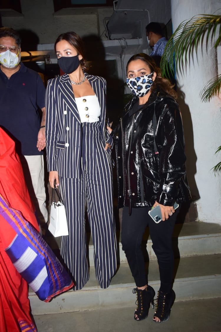 Mumbai: Malaika Arora, Amrita Arora And Family Spotted Olive Bandra on 24 jan 2021. (Photo: IANS)