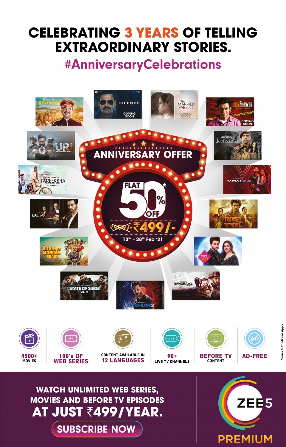 India's homegrown story-teller Zee5 completes three years.