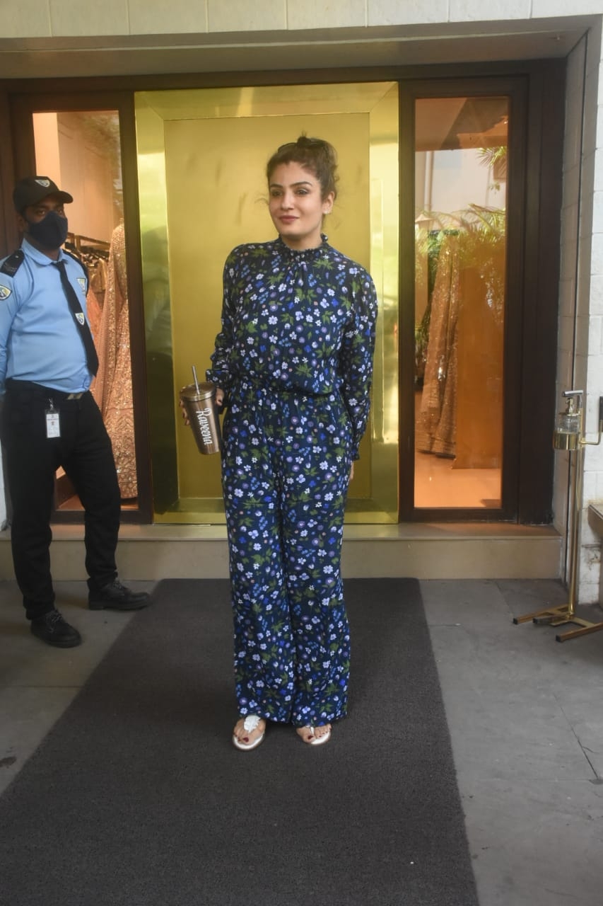 Mumbai: Raveena Tandon Spotted Manish Malhotra Store in Bandra on  Thursday 18th February 2021. (Photo: IANS)