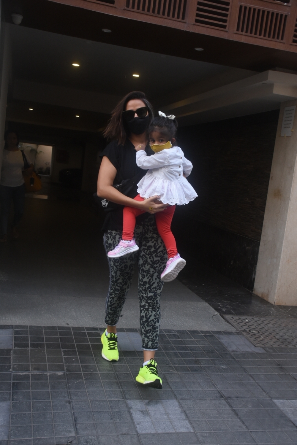 Mumbai: Neha Dhupia Spotted With Her Daughter in Khar on Tuesday 23rd February 2021. (Photo: IANS)