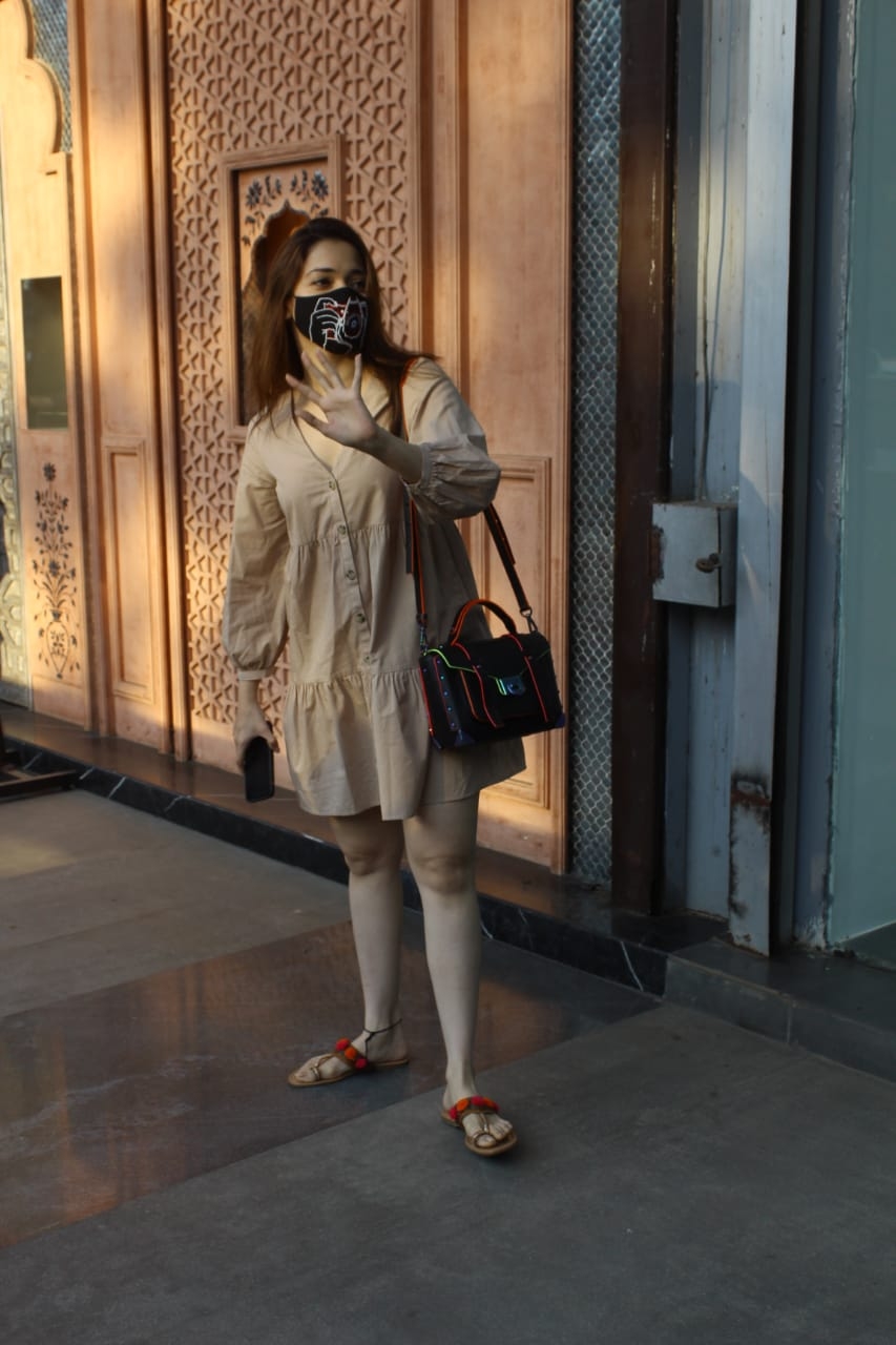 Mumbai: Tamanna Bhatia Spotted In Juhu on Sunday 28th February 2021.(Photo: IANS)