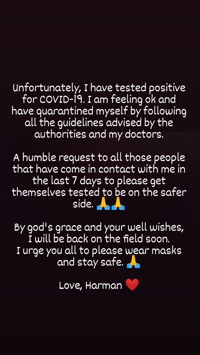 Harmanpreet Kaur tests positive for Covid-19