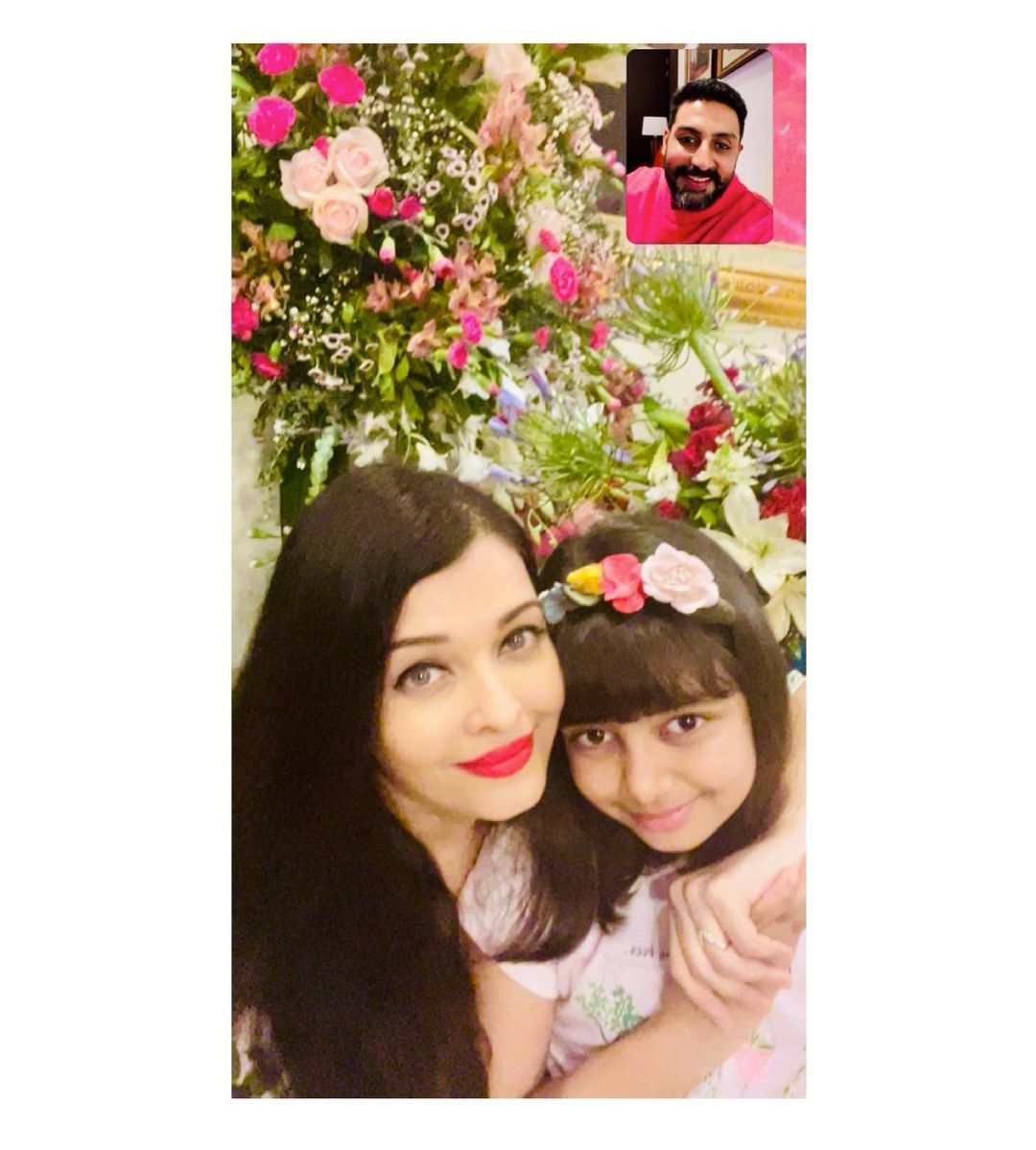 Aishwarya posts anniversary celebration pic, with Abhishek on video call.(Photo:Instagram)