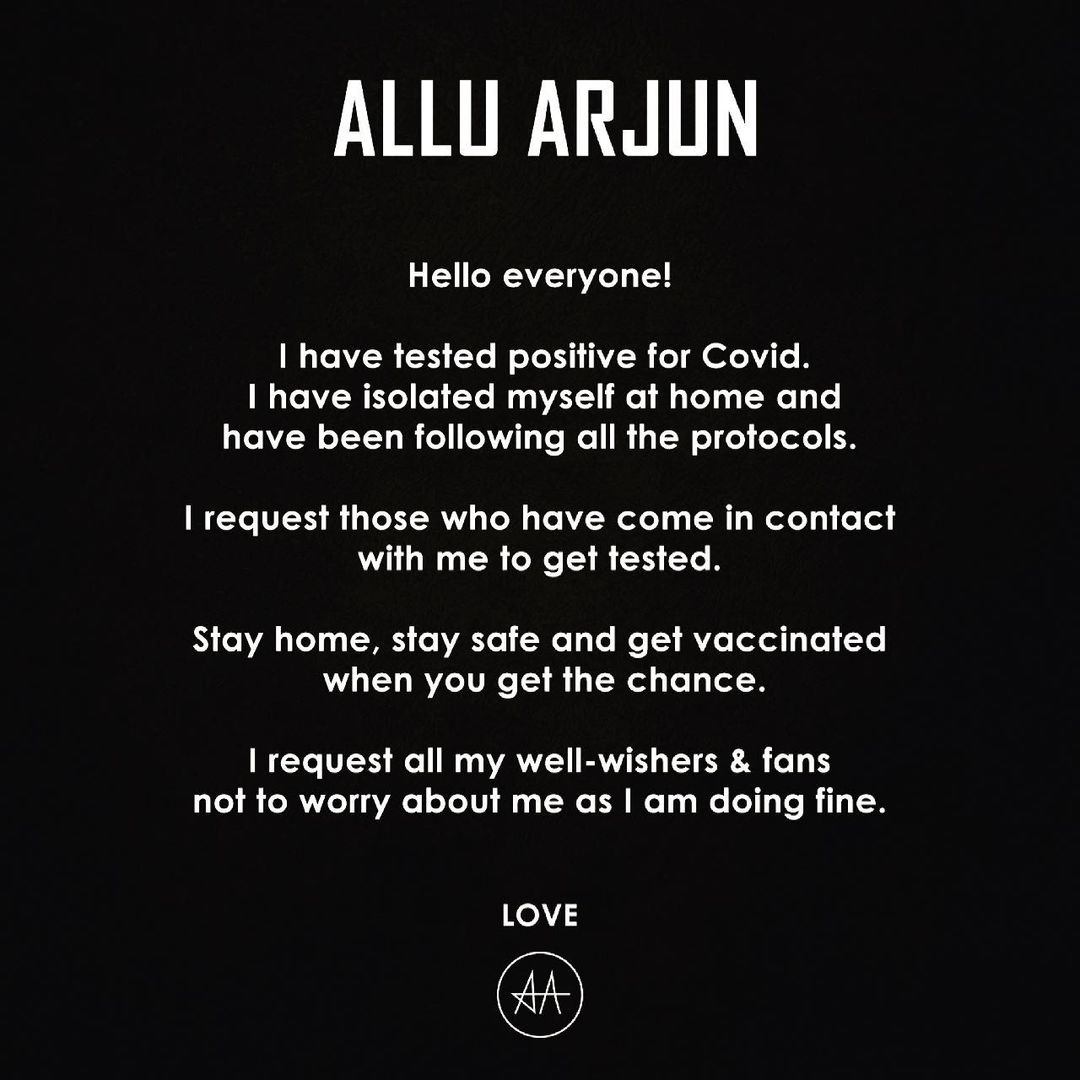 Allu Arjun tests positive for Covid-19(Photo:Instagram )