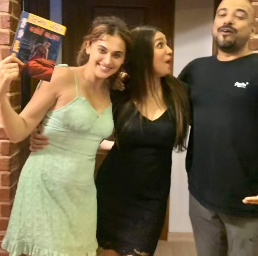 Kanika Dhillon's goofy party pictures with Taapsee Pannu and Vikrant Massey