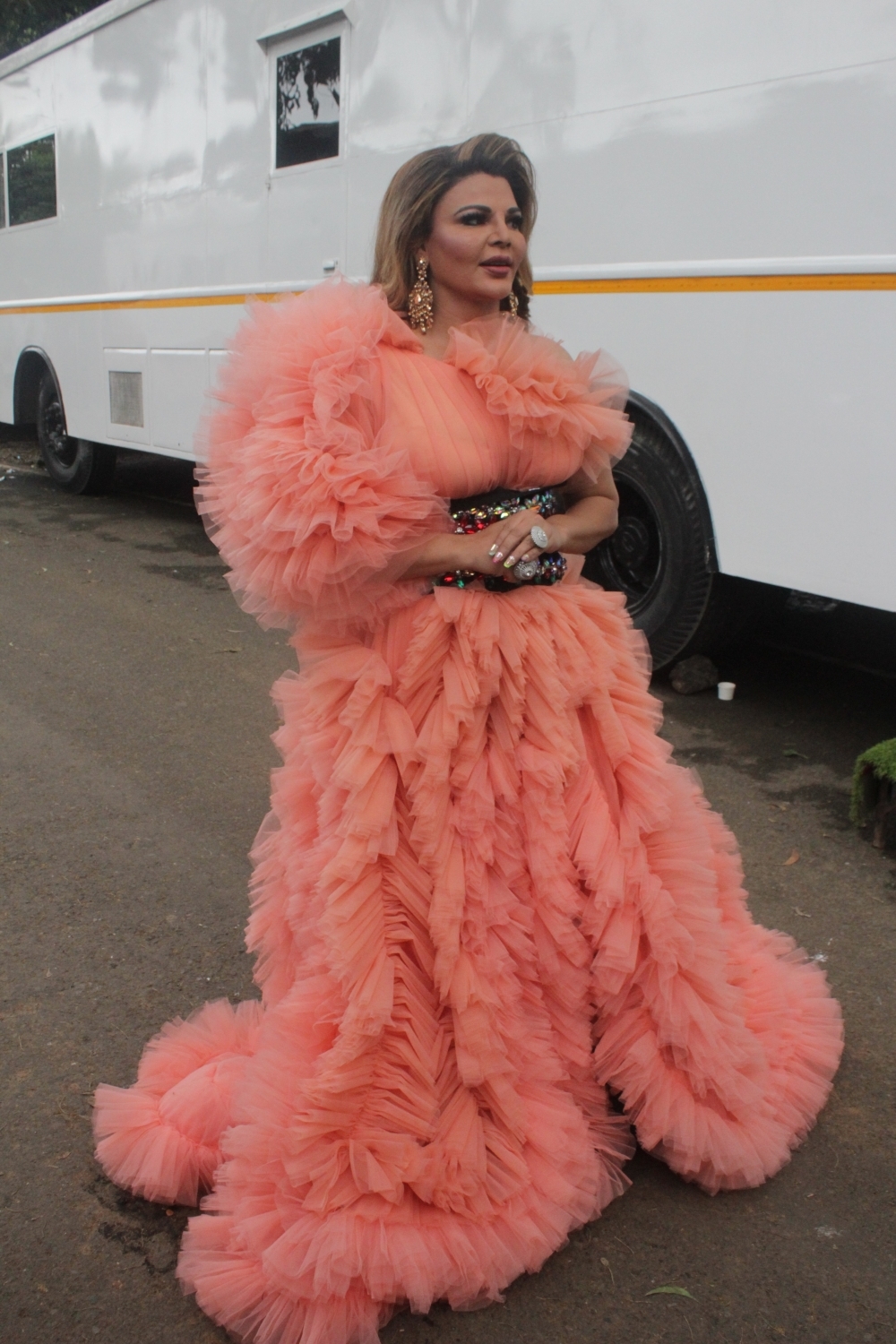 Mumbai: Rakhi Sawant hina khan big boss ott set on Sunday, August 22, 2021.(Photo: Sanjay Tiwari/IANS)