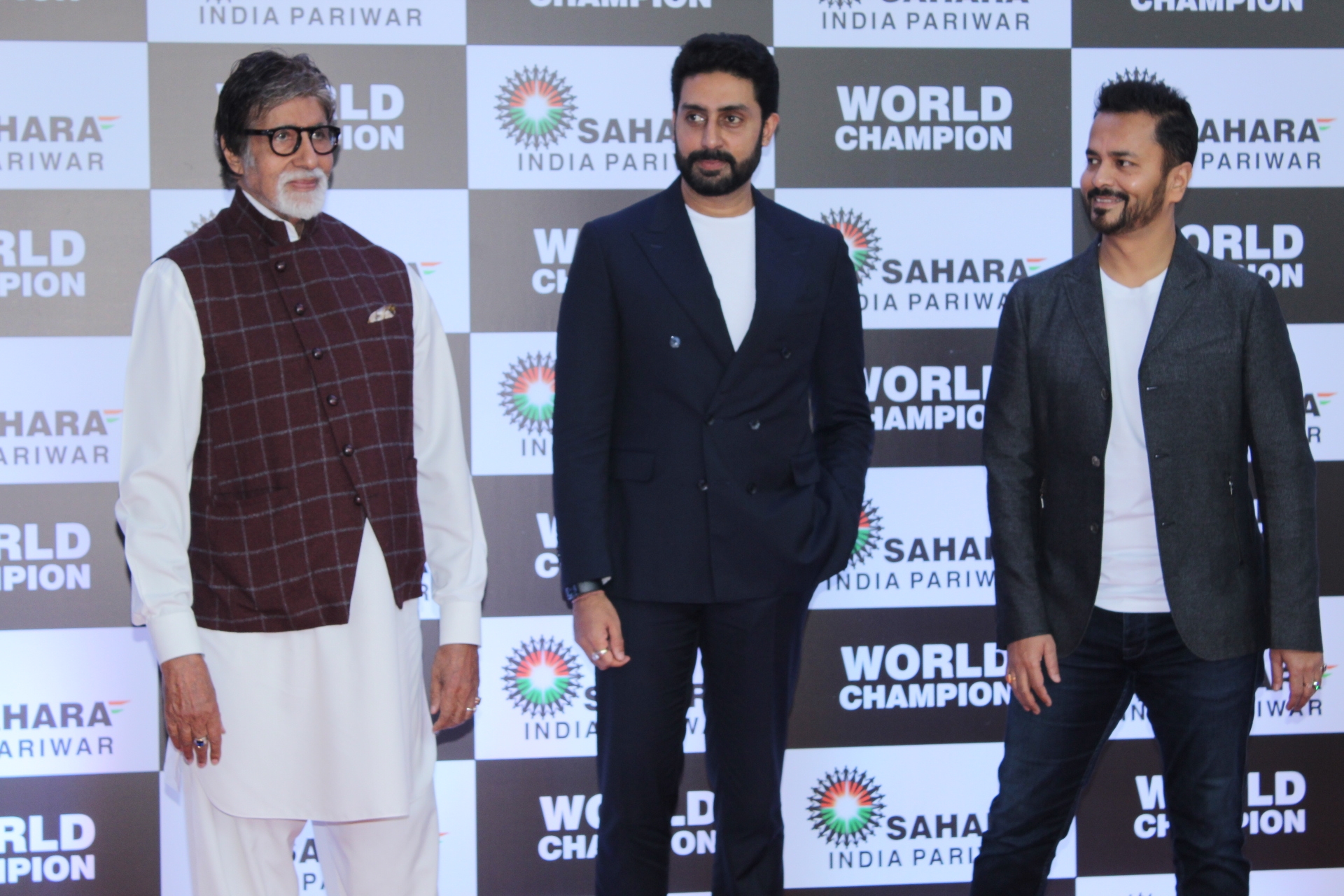 Mumbai: Actors Amitabh Bachchan and Abhishek Bachchan at PV Sindhu's felicitation ceremony organised by Sahara Group in Mumbai on Sep 8, 2019. (Photo: IANS)