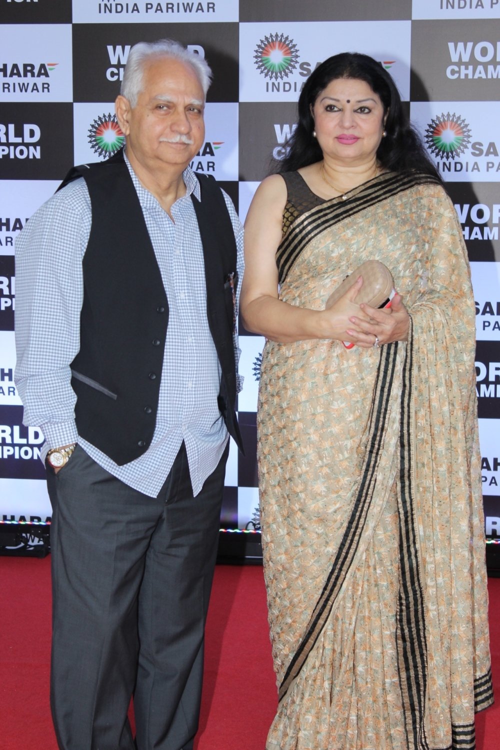Mumbai: Filmmaker Ramesh Sippy with wife Kiran Juneja at PV Sindhu's felicitation ceremony organised by Sahara Group in Mumbai on Sep 8, 2019. (Photo: IANS)