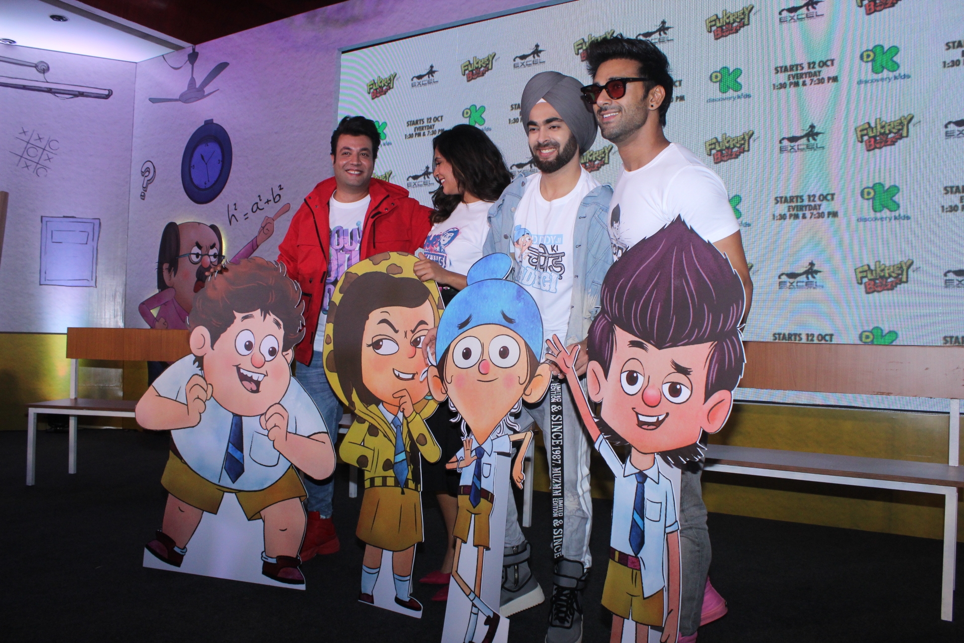 Mumbai: Actors Varun Sharma, Richa Chadda, Manjot Singh and Pulkit Samrat during the launch of Television show "Fukrey Boys" in Mumbai on Sep 25, 2019.(Photo: IANS)
