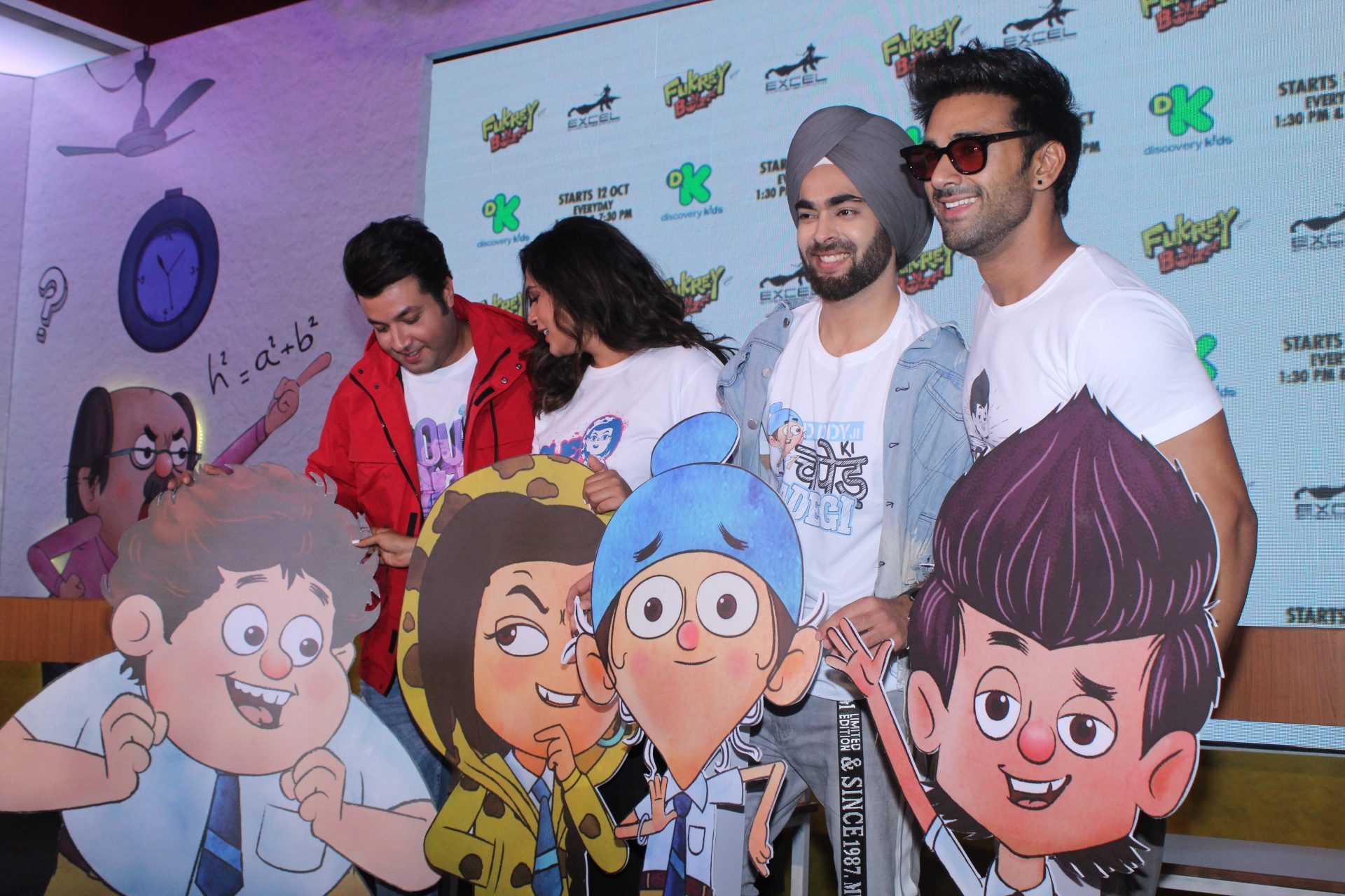 Mumbai: Actors Varun Sharma, Richa Chadda, Manjot Singh and Pulkit Samrat during the launch of Television show "Fukrey Boys" in Mumbai on Sep 25, 2019.(Photo: IANS)